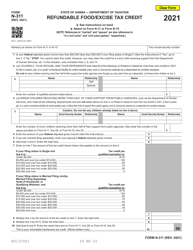 Form N-311 Refundable Food/Excise Tax Credit - Hawaii