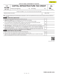 Document preview: Form N-348 Capital Infrastructure Tax Credit - Hawaii