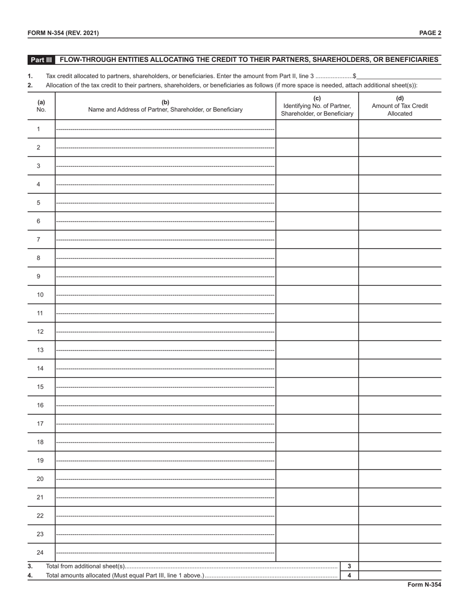 Form N-354 Organic Foods Production Tax Credit - Hawaii, Page 2