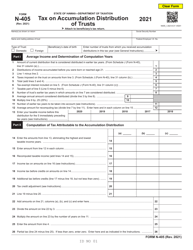 Form N-405 Tax on Accumulation Distribution of Trusts - Hawaii