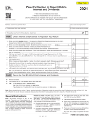 Form N-814 Parent&#039;s Election to Report Child&#039;s Interest and Dividends - Hawaii
