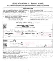 Instructions for Form TA-1 Transient Accommodations Tax Return - Hawaii, Page 2