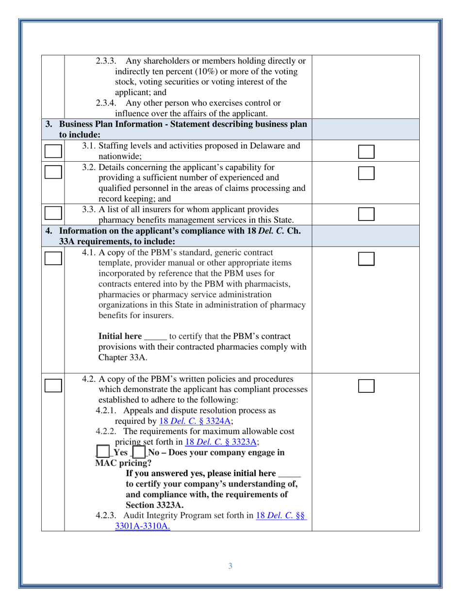 Pharmacy Benefits Manager (Pbm) Renewal - Delaware, Page 3