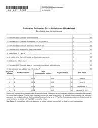 Form DR0104EP Individual Estimated Income Tax Payment Form - Colorado, Page 2