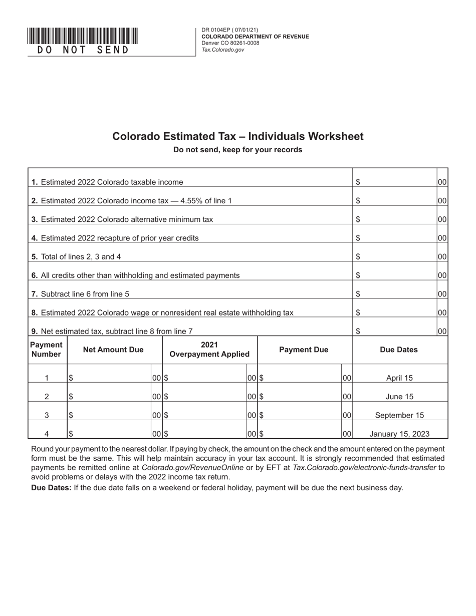 Form DR0104EP 2022 Fill Out, Sign Online and Download Fillable PDF