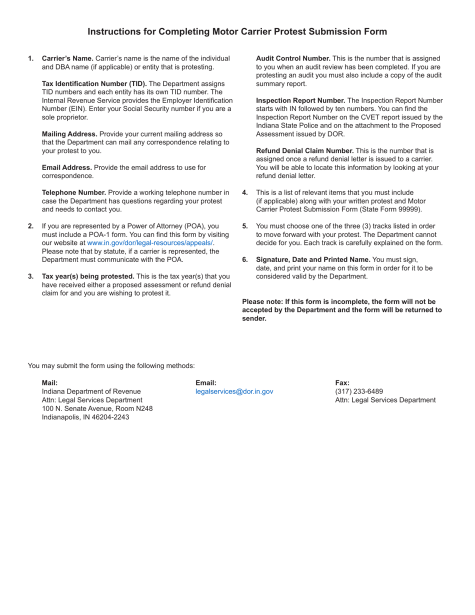 State Form 53036 Motor Carrier Protest Submission Form - Indiana, Page 3