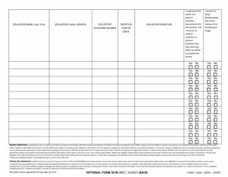 Optional Form 301B Volunteer Service Agreement - Natural and Cultural Resources Volunteer Sign-Up Form for Groups, Page 2