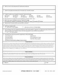 Optional Form 301 Volunteer Service Application - Natural &amp; Cultural Resources, Page 2