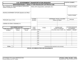 Document preview: Optional Form 1169 U.S. Government Transportation Request