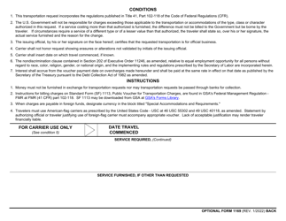 Optional Form 1169 U.S. Government Transportation Request, Page 2