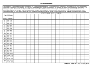 Optional Form 873A Annual Attendance Record (Clients) (Part-Time Employees), Page 2