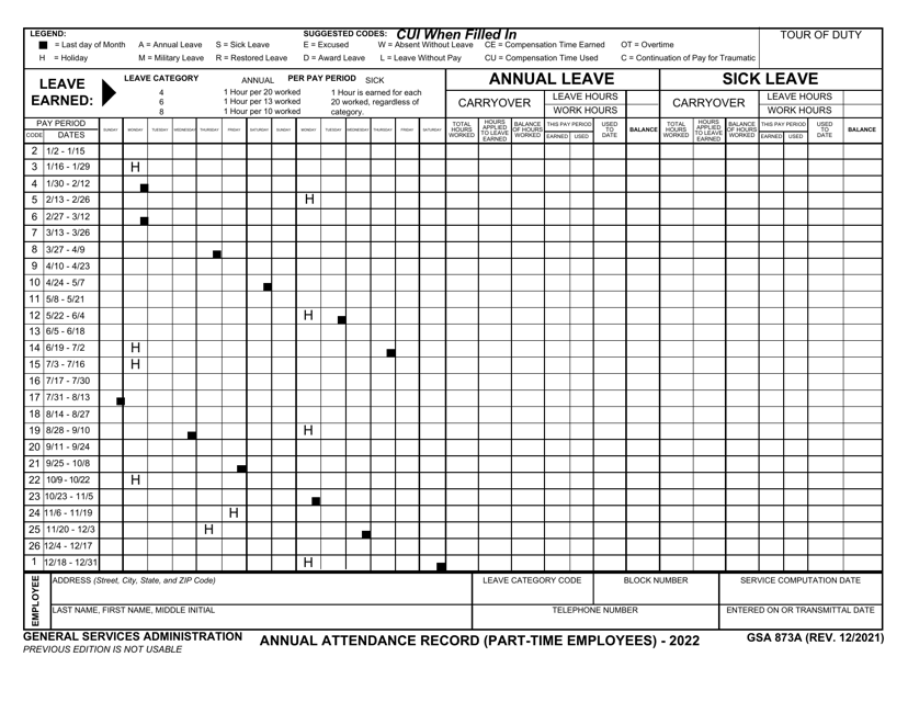 GSA Form 873A 2022 Printable Pdf