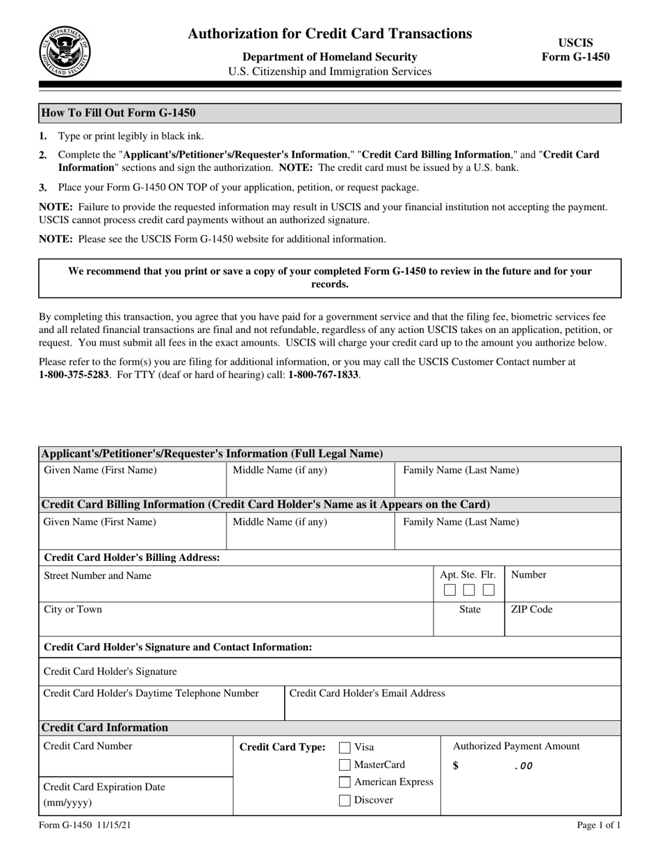 uscis form g 1450 website