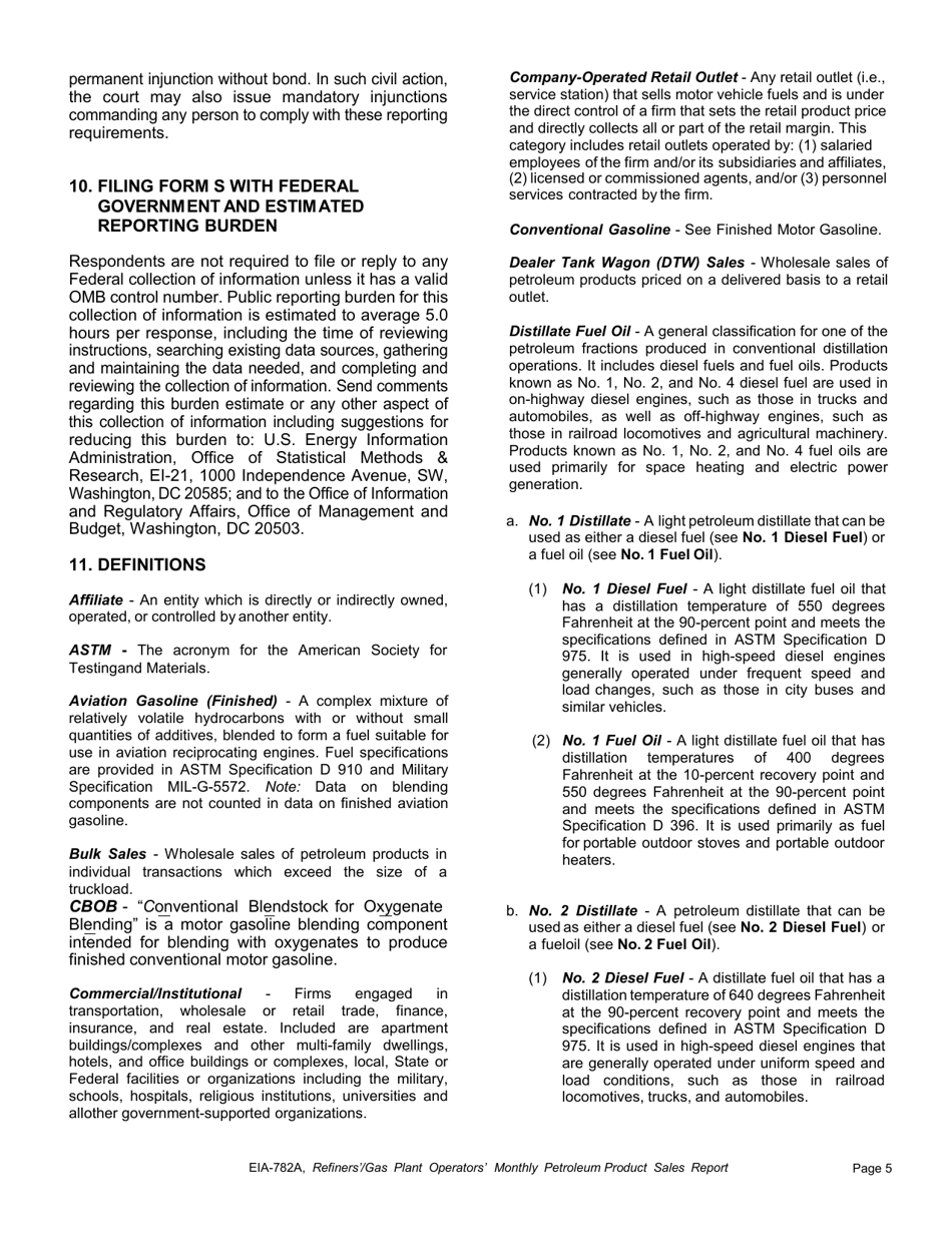 Instructions for Form EIA-782A Refiners / Gas Plant Operators Monthly Petroleum Product Sales Report, Page 5