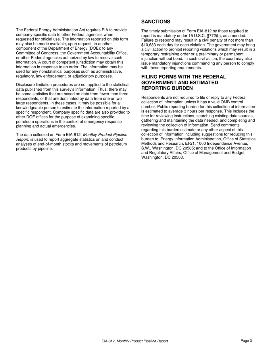 Instructions for Form EIA-812 Monthly Product Pipeline Report, Page 3