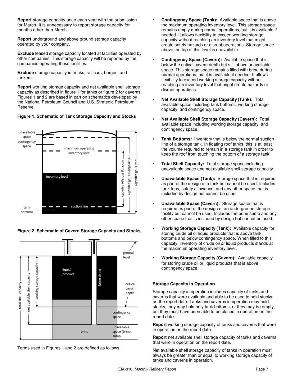 Instructions for Form EIA-810 Monthly Refinery Report, Page 7