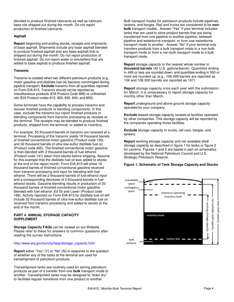 Instructions for Form EIA-815 Monthly Bulk Terminal Report, Page 4