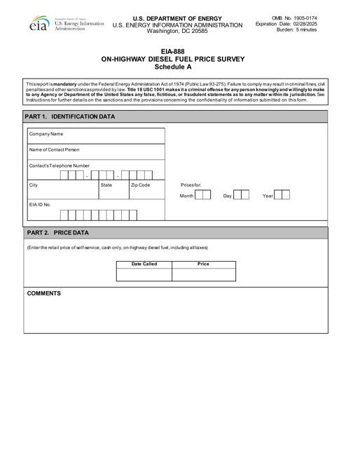 Form EIA-888 Schedule A  Printable Pdf