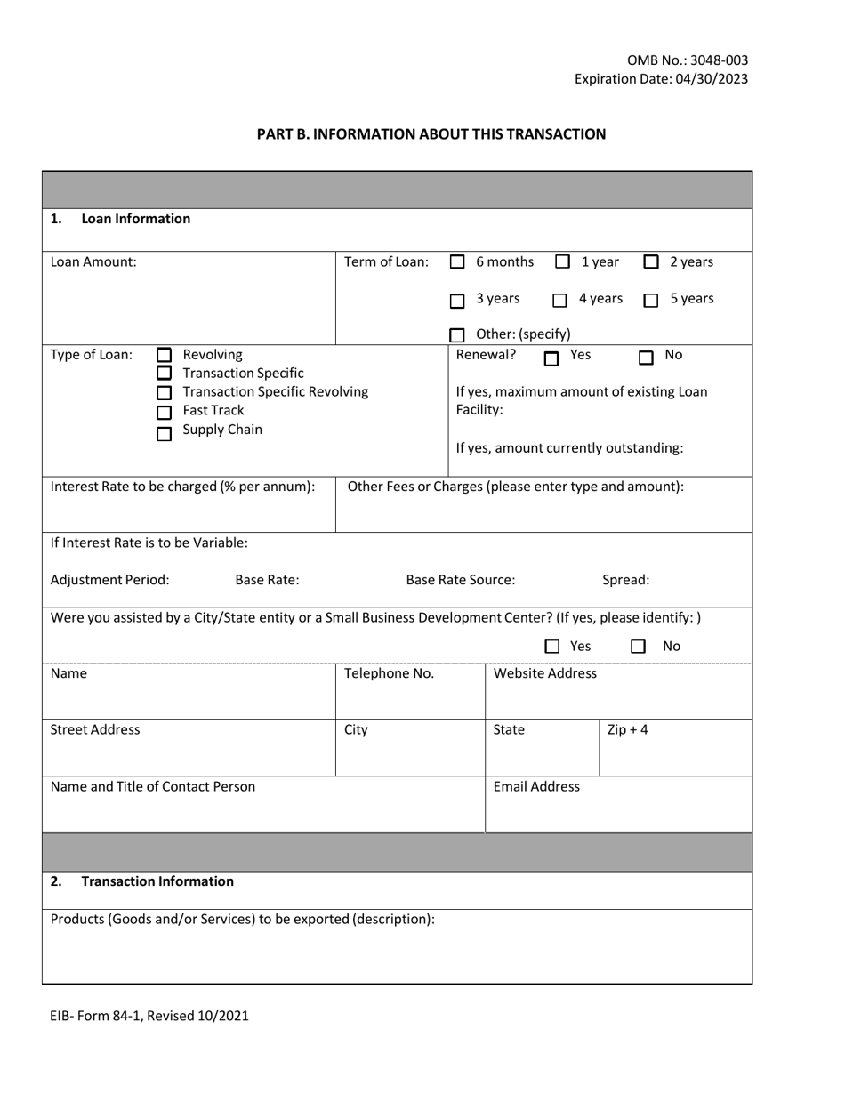 EIB Form 84-1 Application for Export Working Capital Guarantee, Page 7