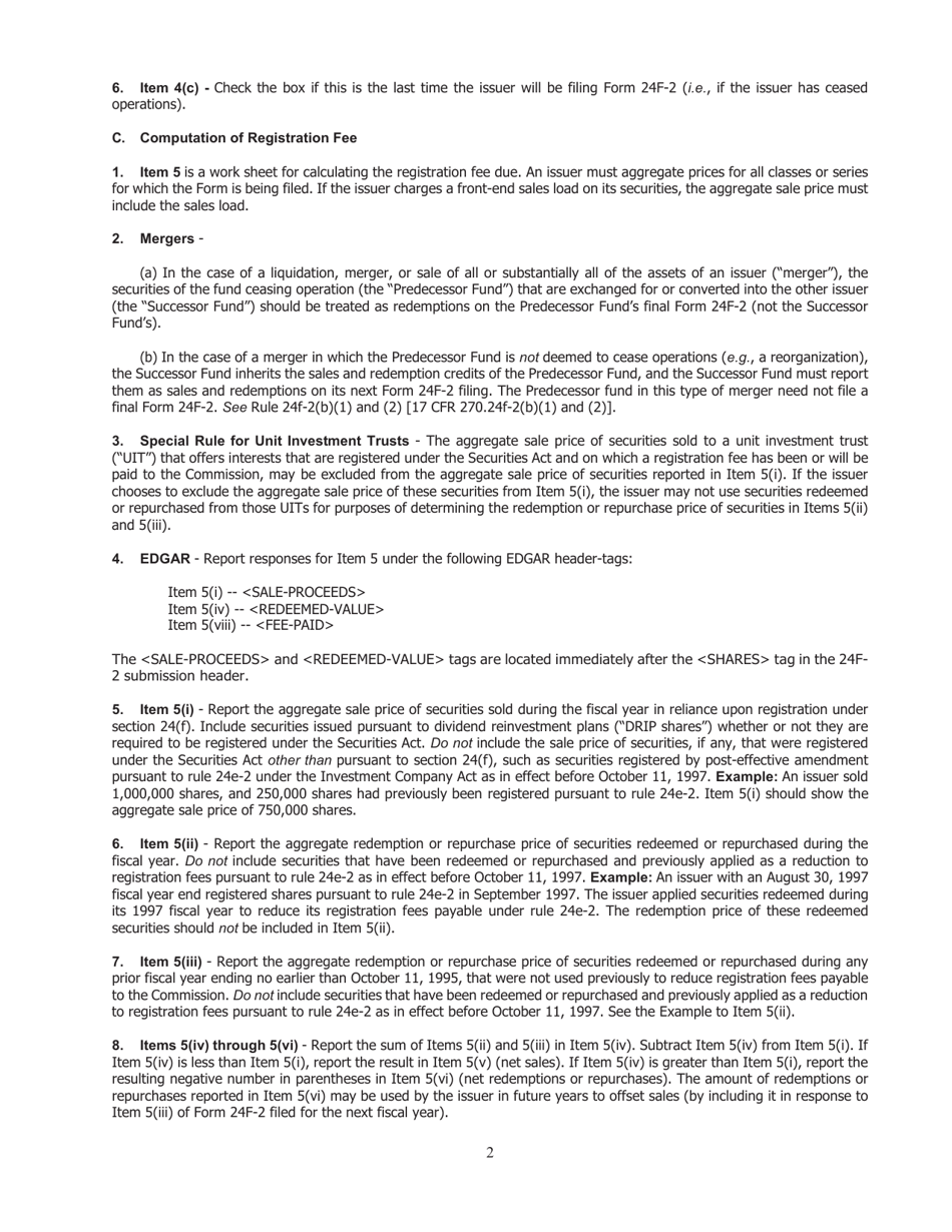 SEC Form 2393 (24F-2) Annual Notice of Securities Sold Pursuant to Rule 24f-2, Page 5