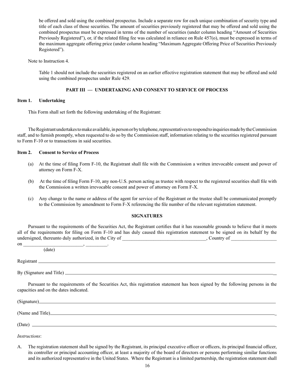 SEC Form 2292 (F-10) Registration Statement Under the Securities Act of 1933, Page 16