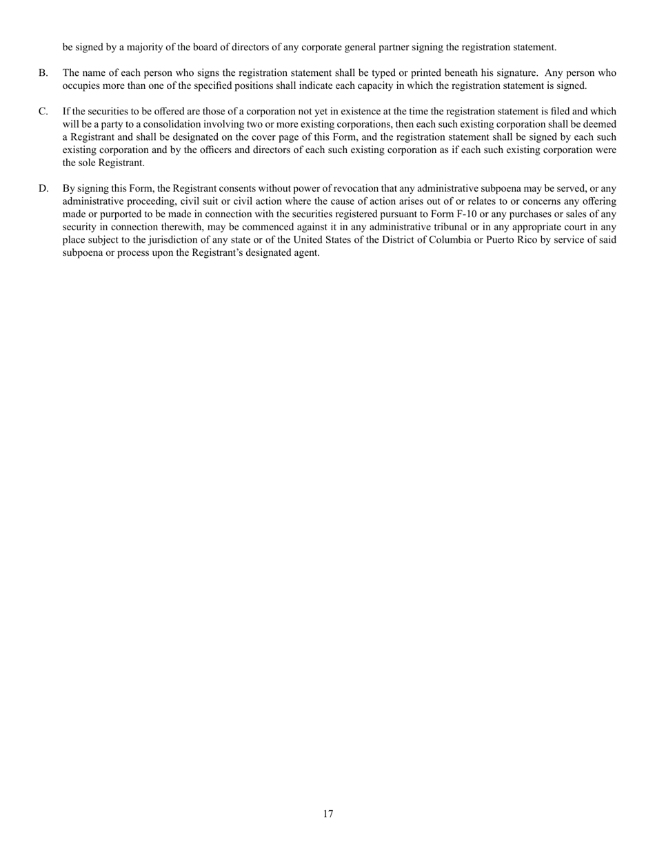 SEC Form 2292 (F-10) Registration Statement Under the Securities Act of 1933, Page 17