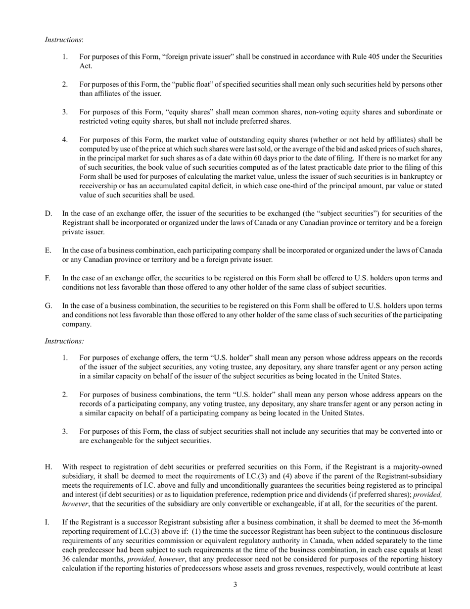 SEC Form 2292 (F-10) Registration Statement Under the Securities Act of 1933, Page 3
