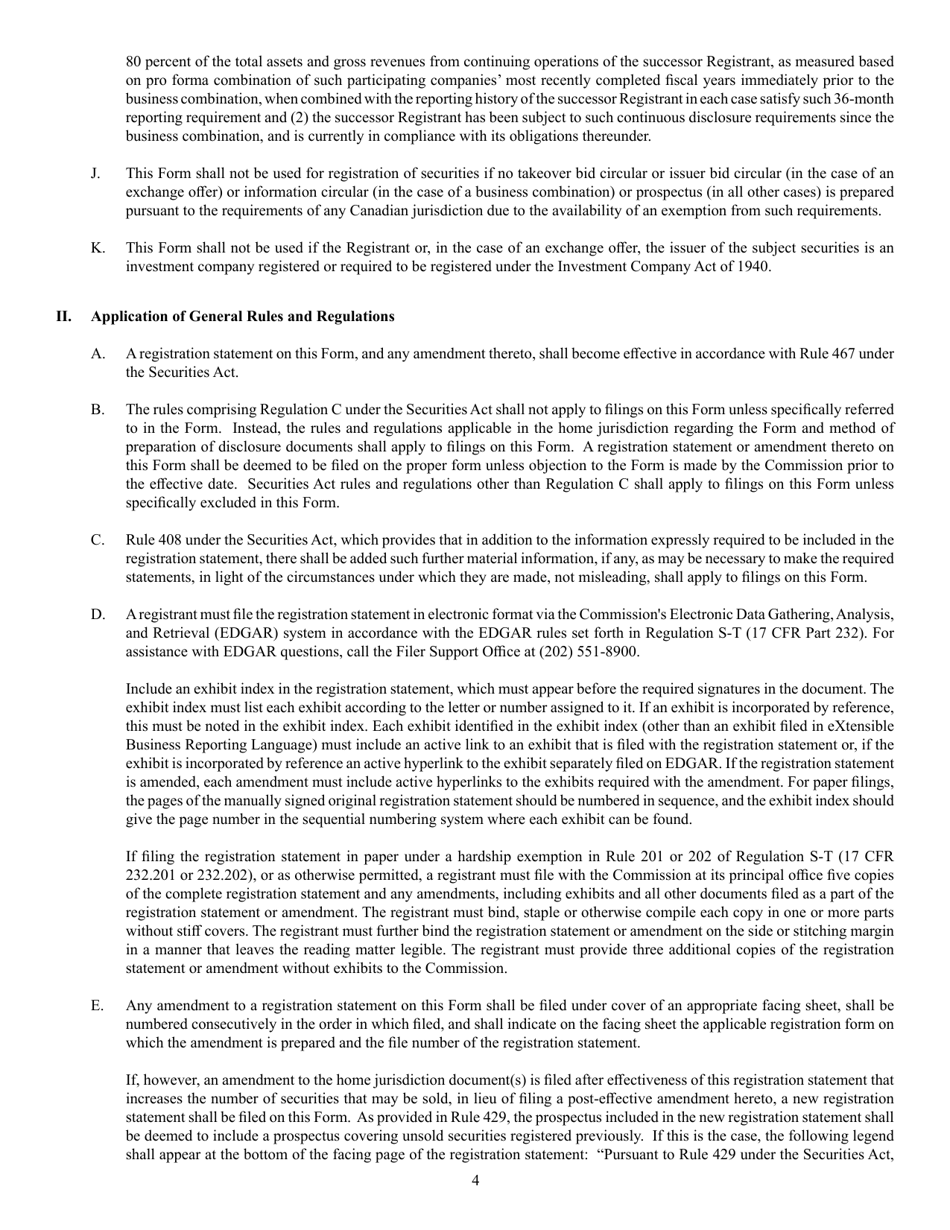 SEC Form 2292 (F-10) Registration Statement Under the Securities Act of 1933, Page 4