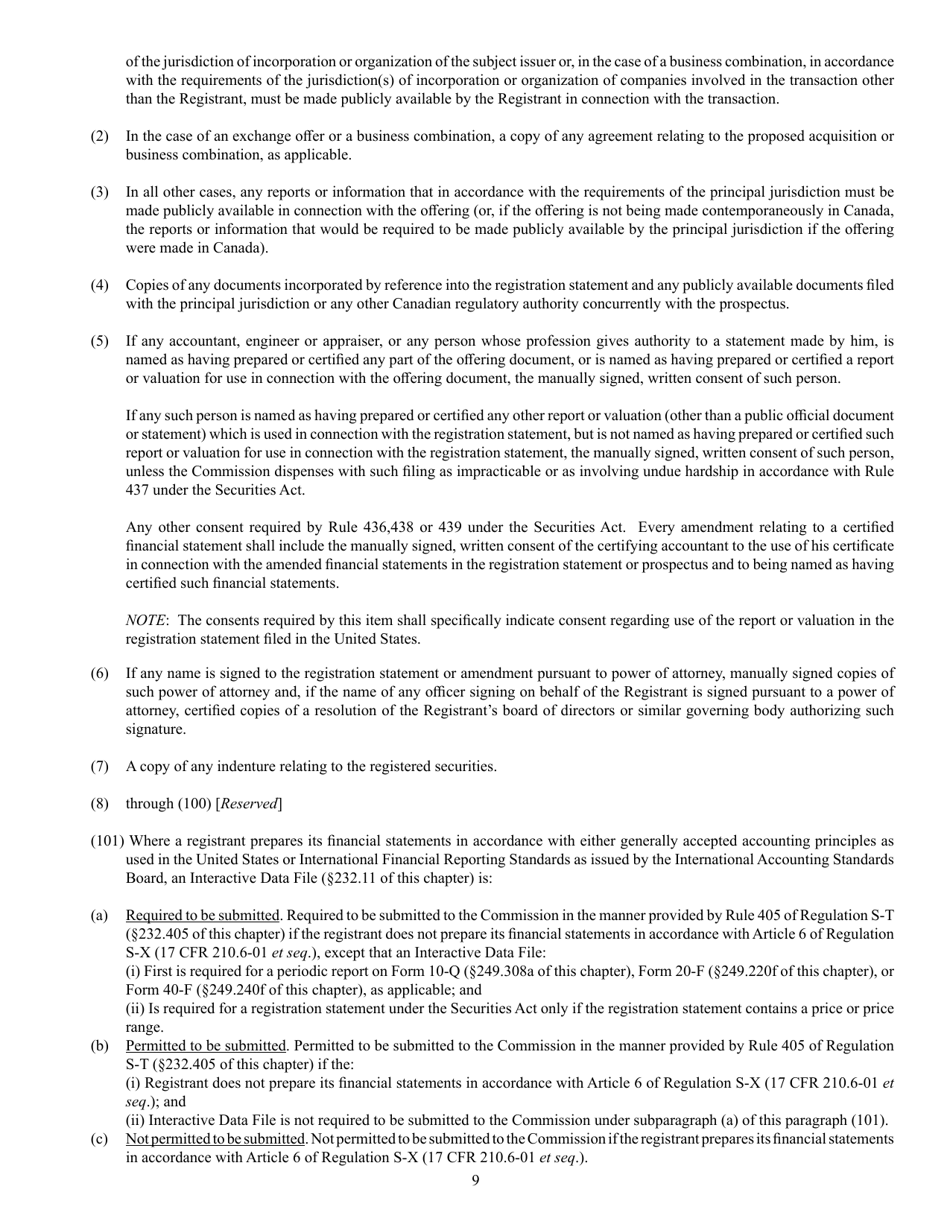 SEC Form 2292 (F-10) Registration Statement Under the Securities Act of 1933, Page 9