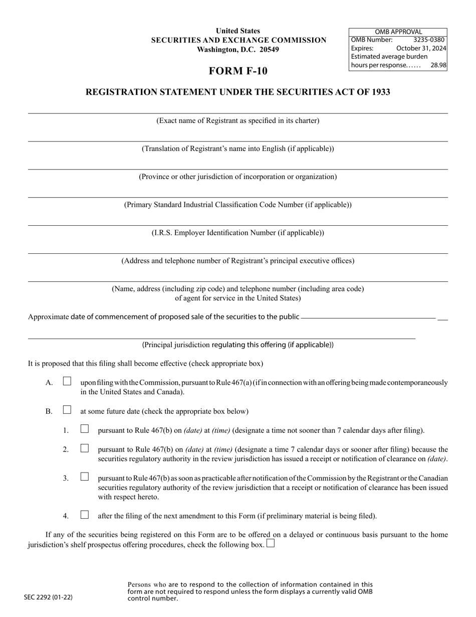 Registration Statement Under The Securities Act Of 1933