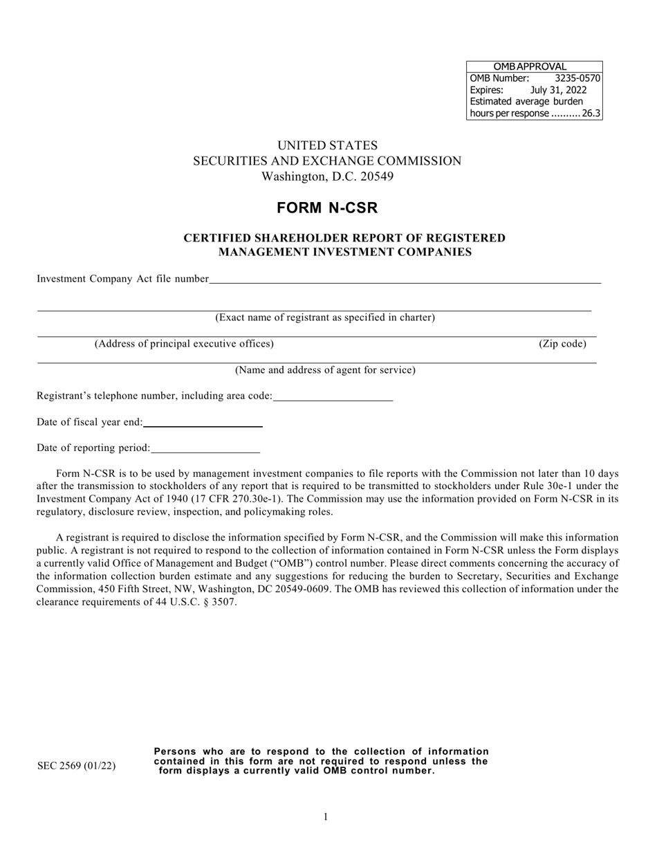 SEC Form 2569 (N-CSR) Certified Shareholder Report of Registered Management Investment Companies, Page 2