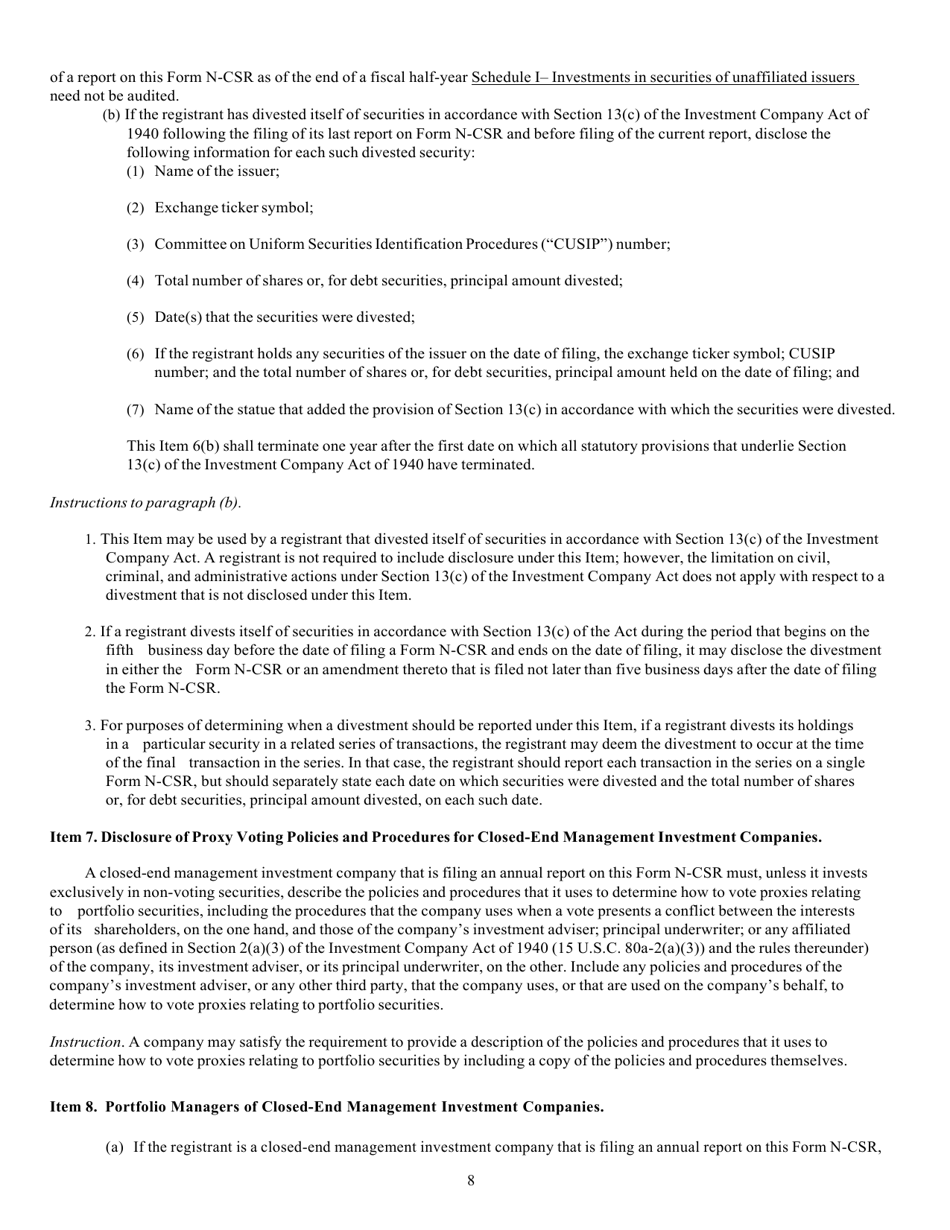SEC Form 2569 (N-CSR) Certified Shareholder Report of Registered Management Investment Companies, Page 9