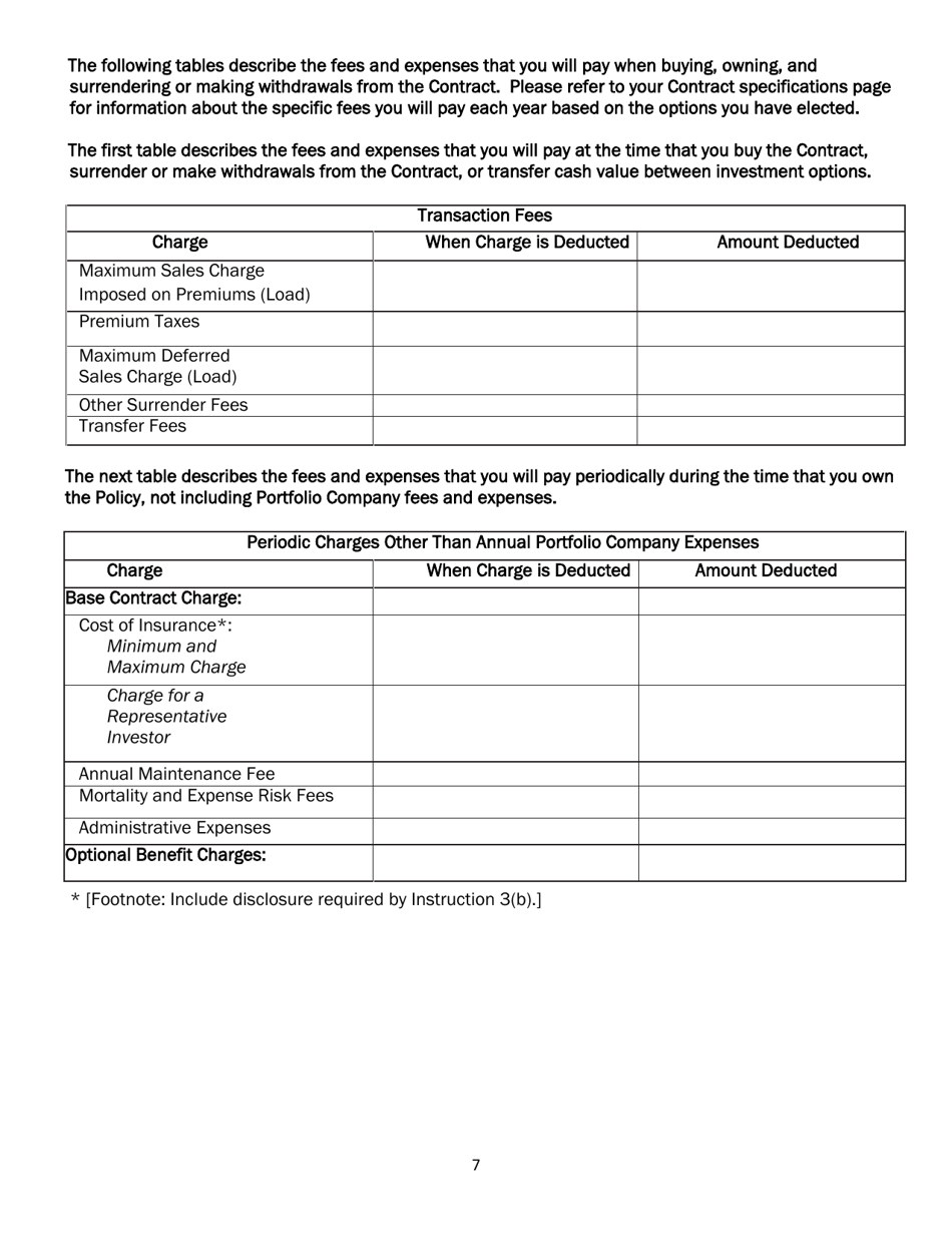 SEC Form 2567 (N-6) Registration Statement for Separate Accounts Organized as Unit Investment Trusts That Offer Variable Life Insurance Policies, Page 18