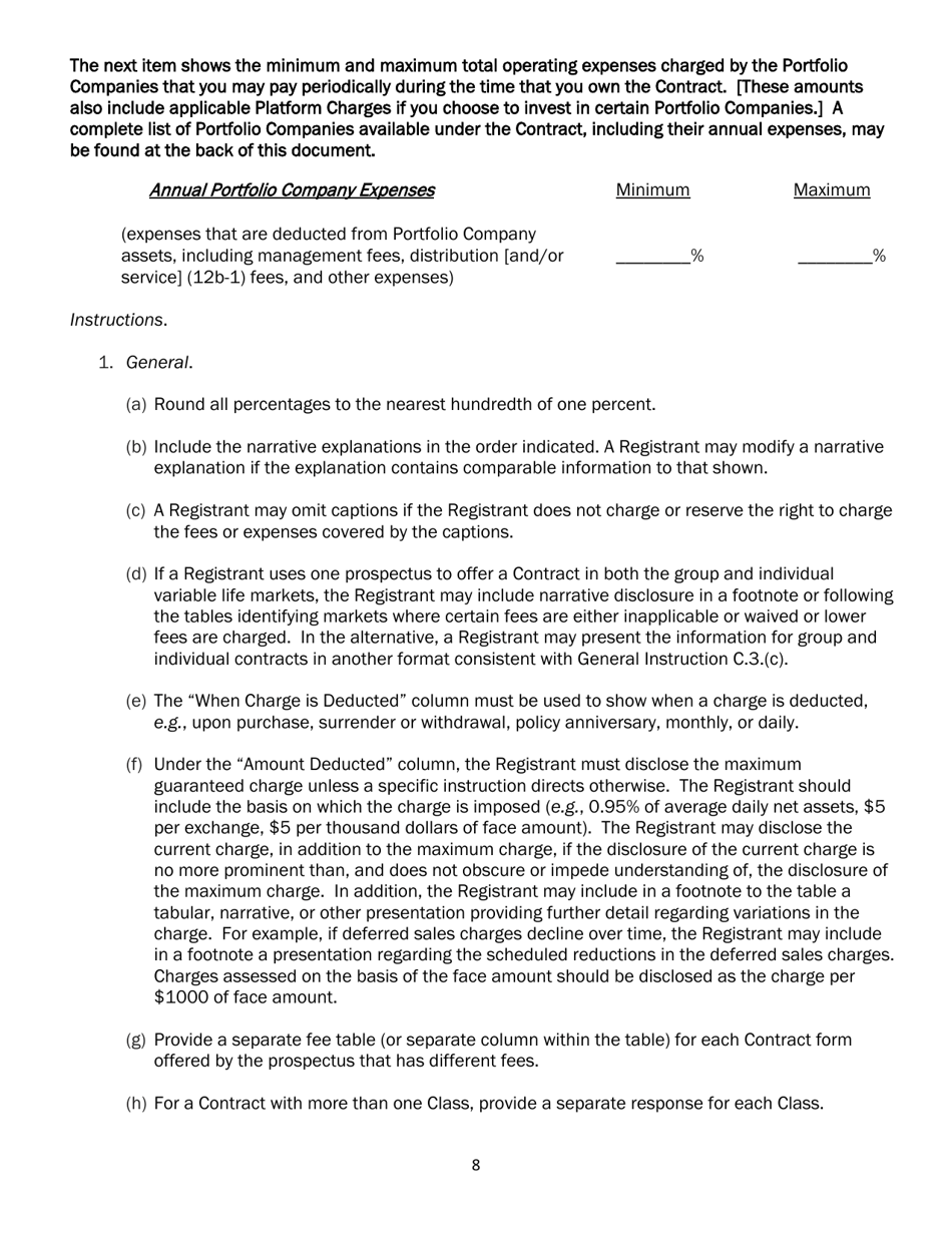 SEC Form 2567 (N-6) Registration Statement for Separate Accounts Organized as Unit Investment Trusts That Offer Variable Life Insurance Policies, Page 19
