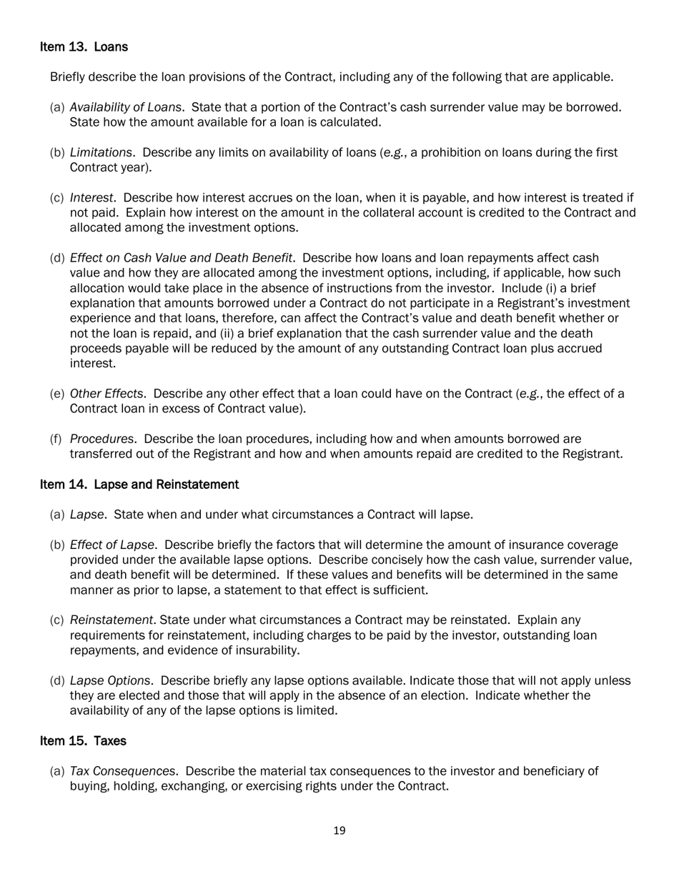 SEC Form 2567 (N-6) Registration Statement for Separate Accounts Organized as Unit Investment Trusts That Offer Variable Life Insurance Policies, Page 30