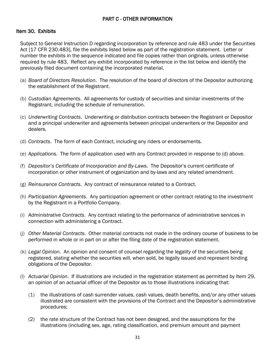 SEC Form 2567 (N-6) Registration Statement for Separate Accounts Organized as Unit Investment Trusts That Offer Variable Life Insurance Policies, Page 42