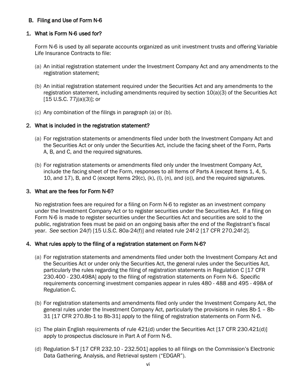 SEC Form 2567 (N-6) Registration Statement for Separate Accounts Organized as Unit Investment Trusts That Offer Variable Life Insurance Policies, Page 6