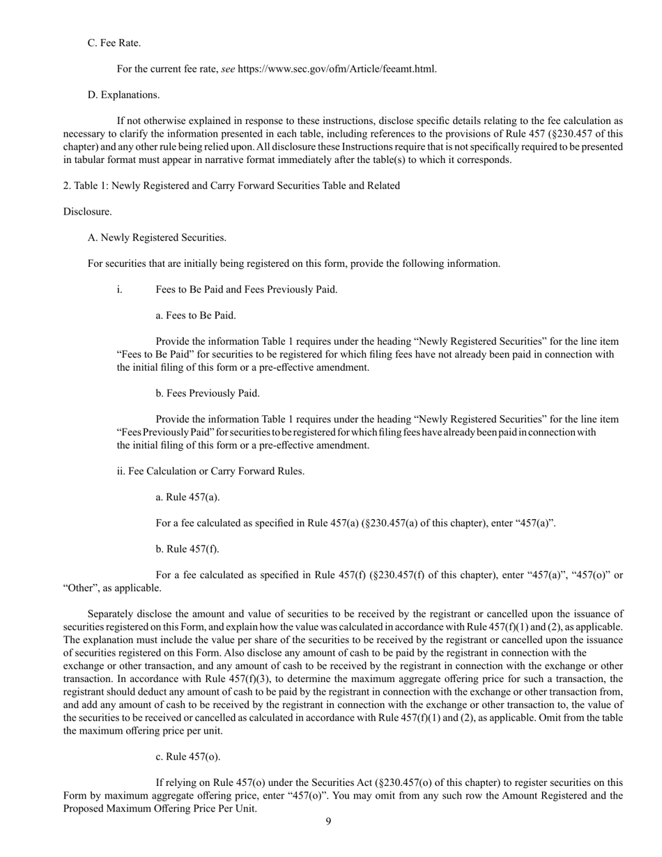 SEC Form 870 (S-1) Registration Statement Under the Securities Act of 1933, Page 9