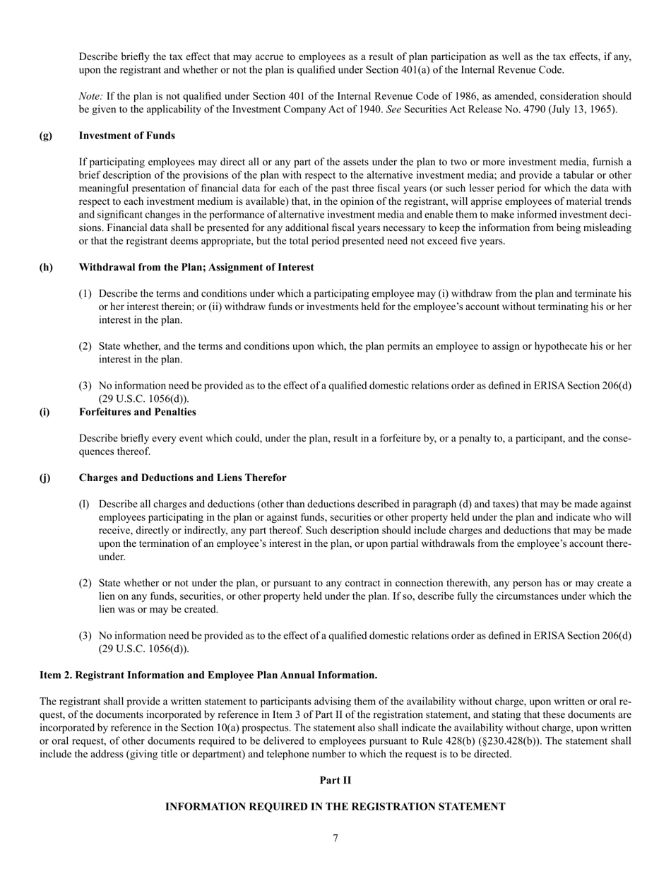 SEC Form 1398 (S-8) Registration Statement Under Securities Act of 1933 to Be Offered to Employees Pursuant to Certain Plans, Page 7