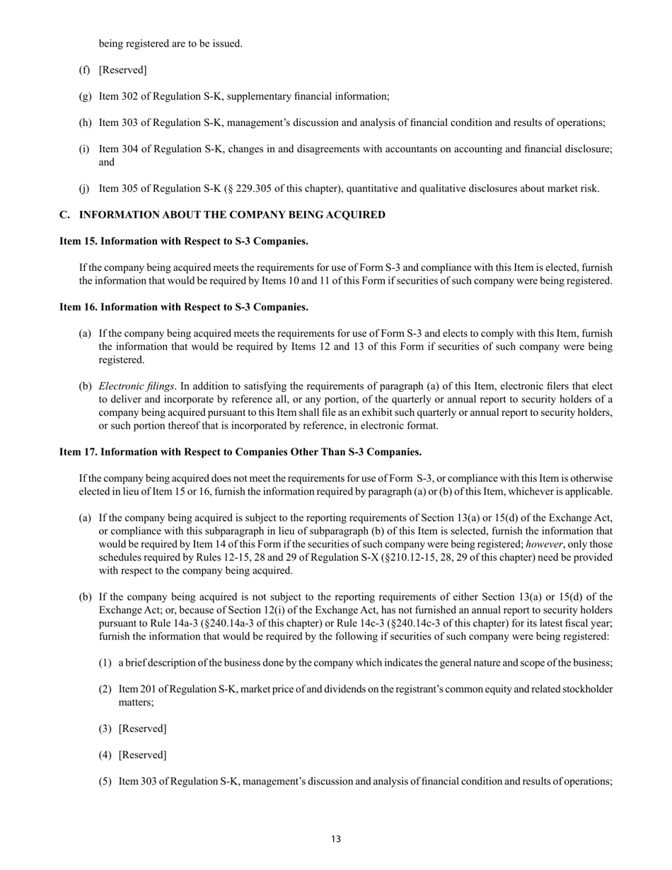 SEC Form 2077 (S-4) Registration Statement Under the Securities Act of 1933, Page 13
