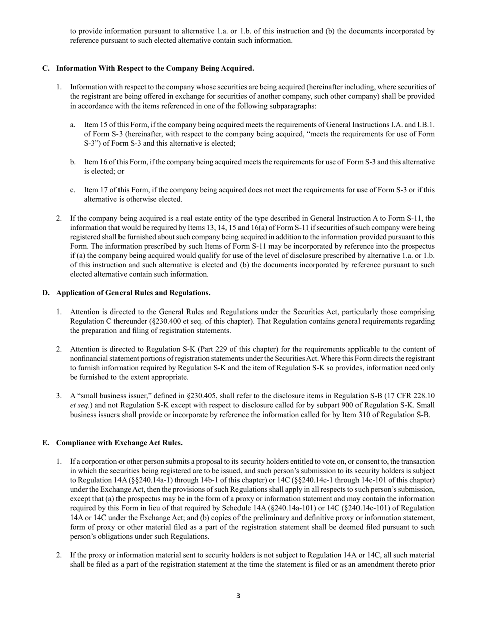 SEC Form 2077 (S-4) Registration Statement Under the Securities Act of 1933, Page 3