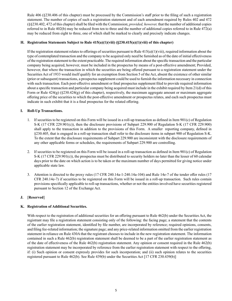SEC Form 2077 (S-4) Registration Statement Under the Securities Act of 1933, Page 5
