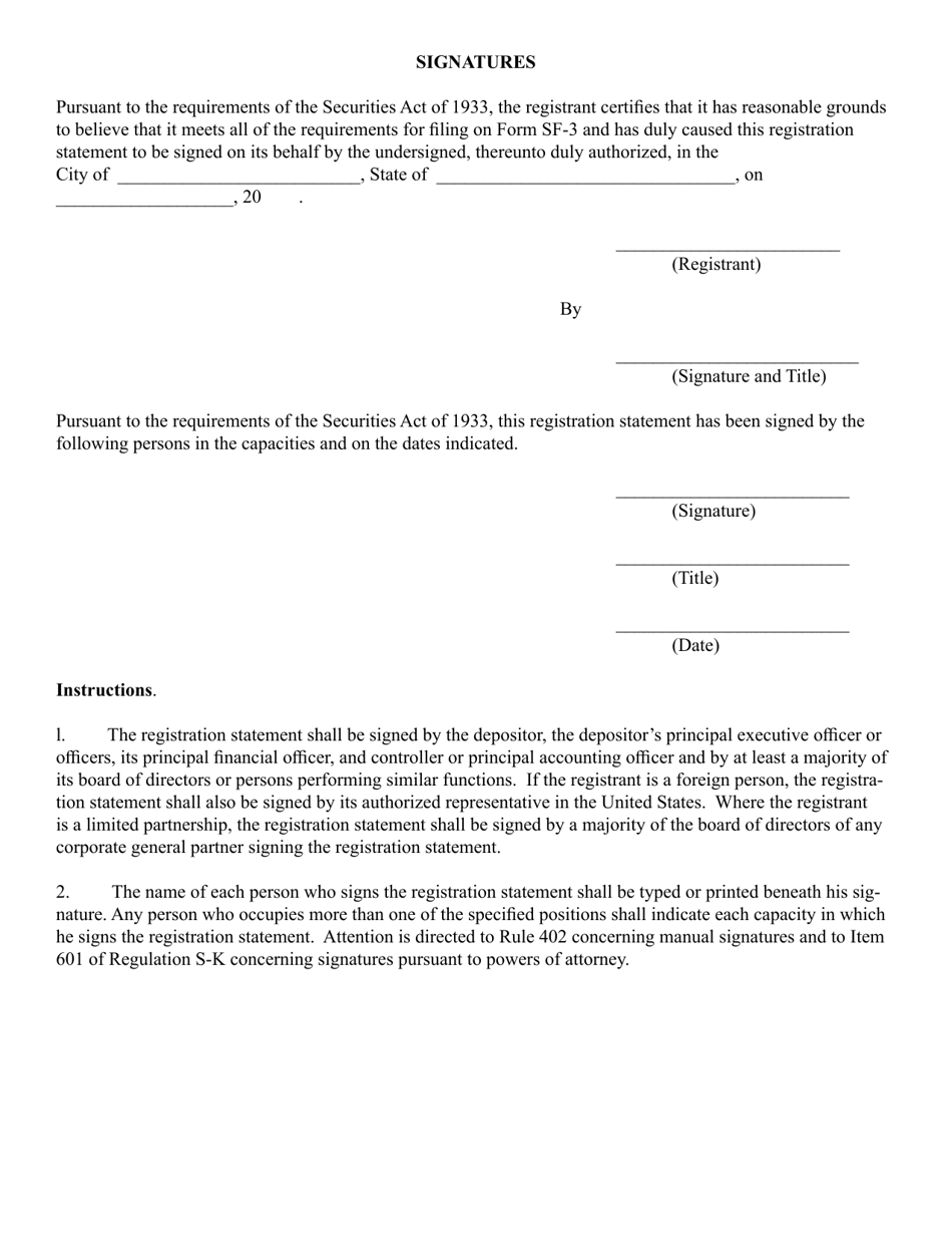 SEC Form 2909 (SF-3) Download Printable PDF or Fill Online Registration ...