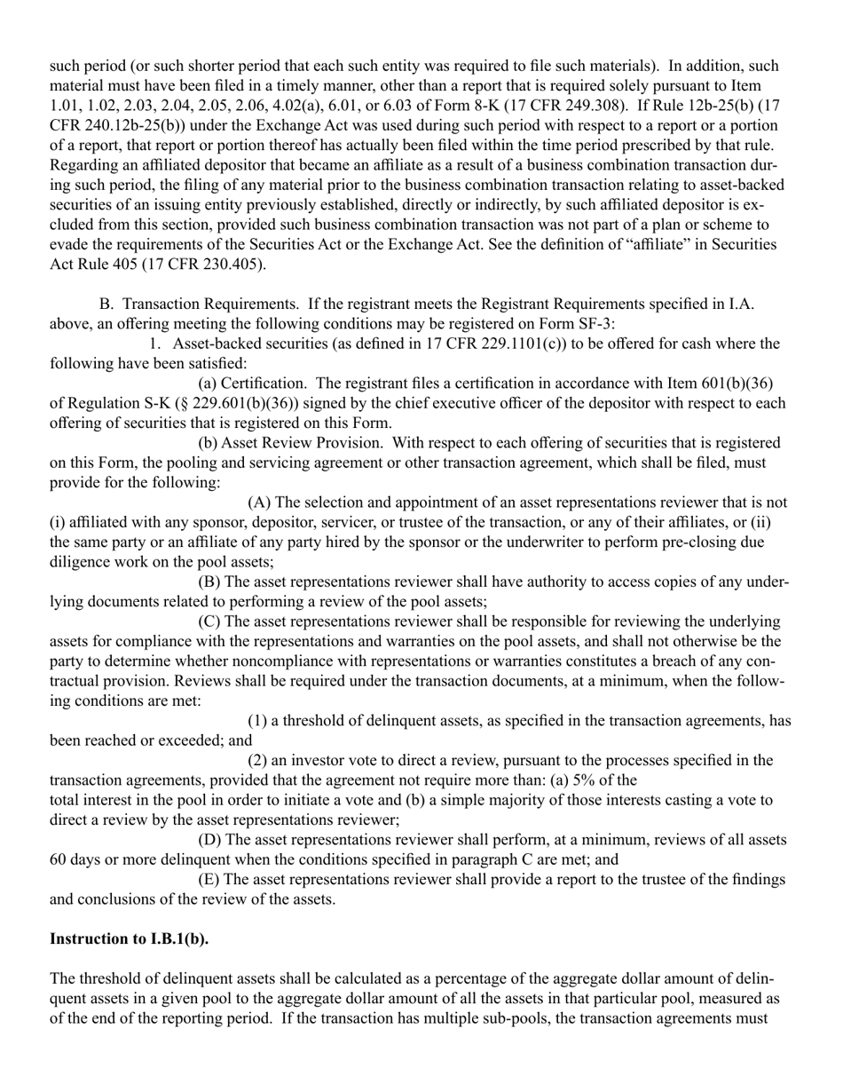 SEC Form 2909 (SF-3) Registration Statement Under the Securities Act of 1933, Page 3