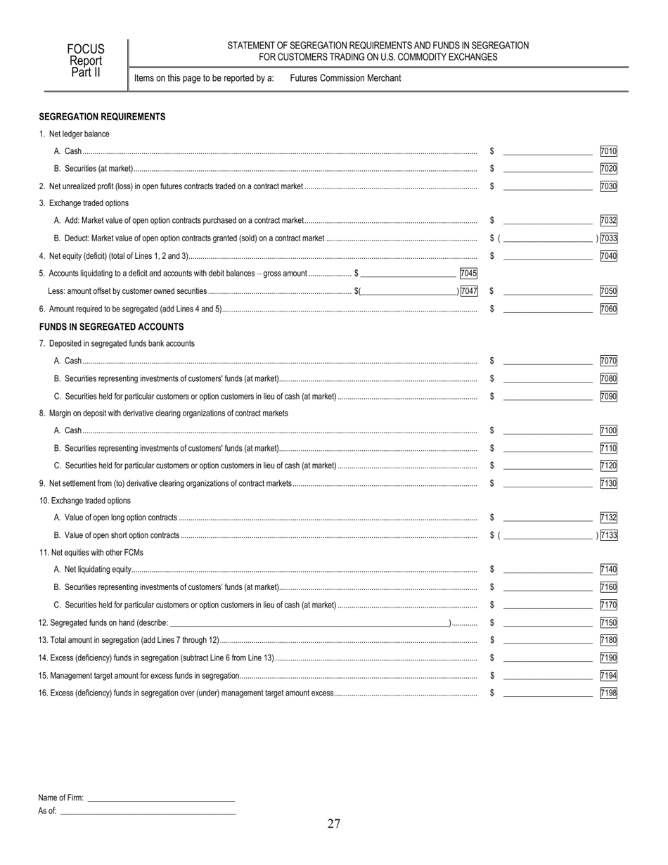 SEC Form 1695 (X-17A-5) Part II Focus Report (Financial and Operational Combined Uniform Single Report), Page 27