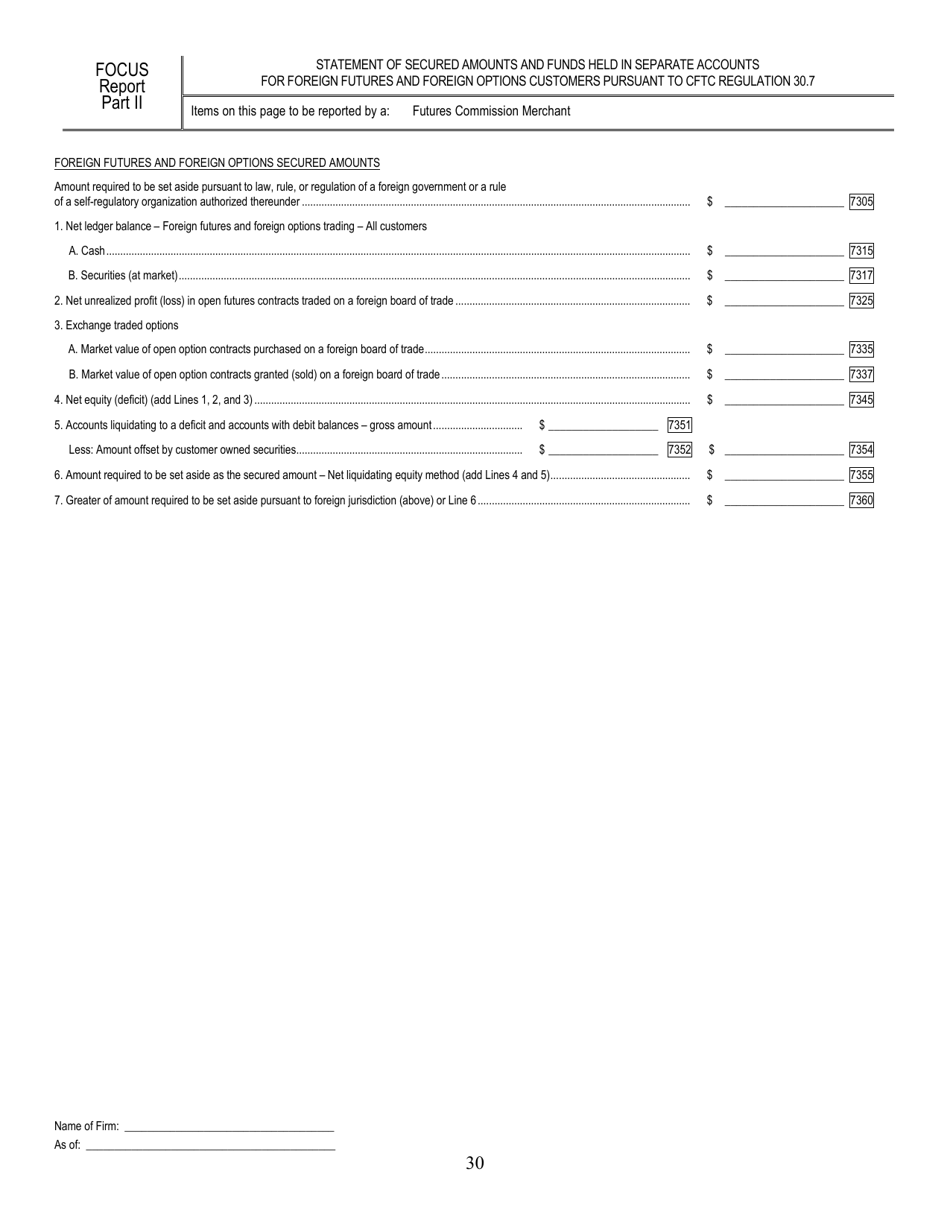 SEC Form 1695 (X-17A-5) Part II Focus Report (Financial and Operational Combined Uniform Single Report), Page 30