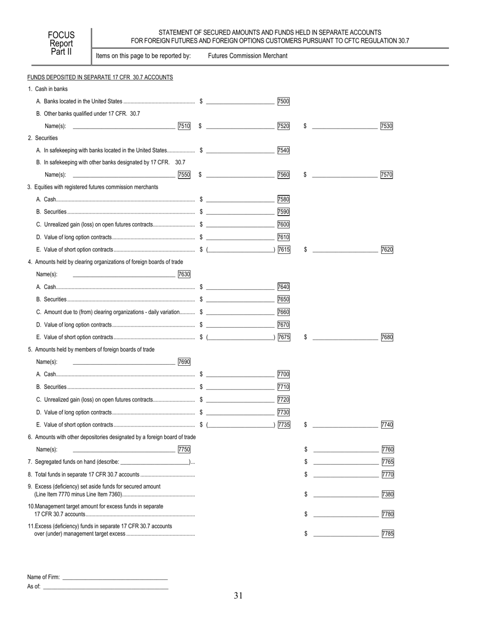 SEC Form 1695 (X-17A-5) Part II Focus Report (Financial and Operational Combined Uniform Single Report), Page 31