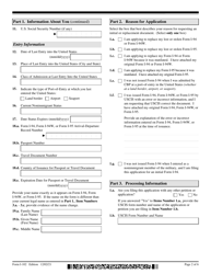 USCIS Form I-102 Application for Replacement/Initial Nonimmigrant Arrival-Departure Document, Page 2
