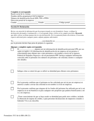 SBA Formulario 3513 Declaracion De Robo De Identidad (Spanish), Page 2