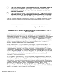 SBA Form 3513 Declaration of Identity Theft (French), Page 3